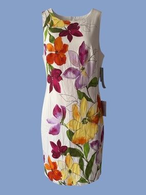 London Times "Miranda" Sleeveless Shift Sundress Floral Size 14 NWT M mkoplow